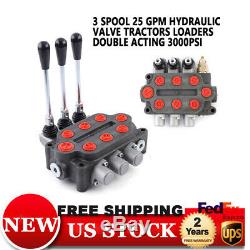 3 Spool 25 GPM Hydraulic Control Valve Tractors loaders Double Acting US STOCK