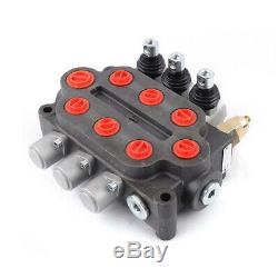 3 Spool 25 GPM Hydraulic & Electric Control Valve 3000PSI Double Acting Tractors
