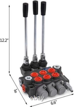 3 Spool Hydraulic Control Valve 11GPM Hydraulic Directional Control Valve Dou