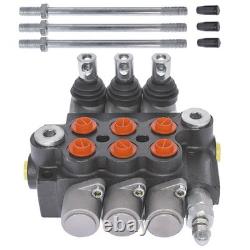 3 Spool Hydraulic Control Valve 13GPM 3600PSI Double Acting Joystick SAE Ports