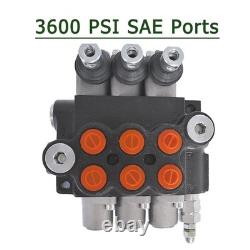 3 Spool Hydraulic Control Valve 13GPM 3600PSI Double Acting Joystick SAE Ports