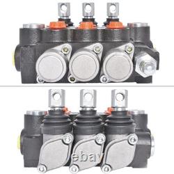 3 Spool Hydraulic Control Valve 13GPM 3600PSI Double Acting Joystick SAE Ports