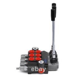 3 Spool Hydraulic Control Valve Double Acting 11 GPM for Tractors Steel Backhoes