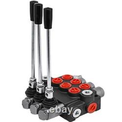 3 Spool Hydraulic Control Valve Double Acting 11 GPM for Tractors Steel Backhoes