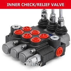 3 Spool Hydraulic Control Valve Double Acting 11 GPM for Tractors Steel Backhoes