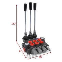 3 Spool Hydraulic Control Valve Double Acting 11 GPM for Tractors Steel Backhoes