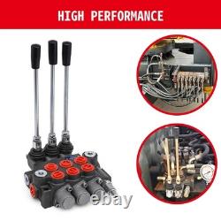 3 Spool Hydraulic Control Valve Double Acting 11 GPM for Tractors Steel Backhoes