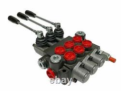 3 Spool Hydraulic Control Valve Double Acting 13 GPM 3600 PSI SAE Ports NEW