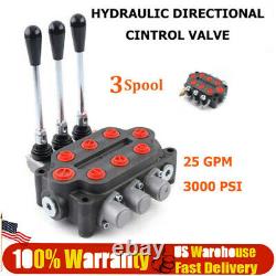 3 Spool Hydraulic Control Valve Double Acting 25 GPM 3000 PSI Tractors Loaders