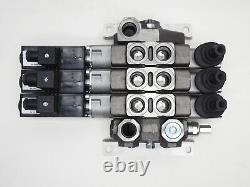 3 Spool Hydraulic Control Valve with 12VDC 2-W-1-W-3 Coils HPC Valve NOB NEW