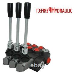 3 Spool Hydraulic Directional Control Valve 11gpm 40L 1x Single 2x Double Acting