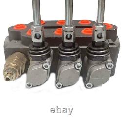 3 Spool Hydraulic Directional Control Valve Adjustable Pressure Loader 25 GPM