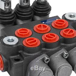 3 Spool Hydraulic Directional Control Valve, Double Acting, 11 GPM, SAE Ports