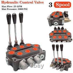 3 Spool Hydraulic Double Acting Control Valve 25GPM Hydraulic Control Valve USA