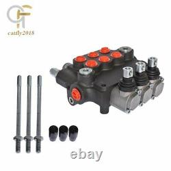 3 Spool Hydraulic Monoblock Double Acting Control Valve, 21 GPM, SAE Ports