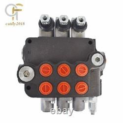 3 Spool Hydraulic Monoblock Double Acting Control Valve, 21 GPM, SAE Ports