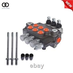 3 Spool Hydraulic Monoblock Double Acting Control Valve, SAE Ports 21 GPM