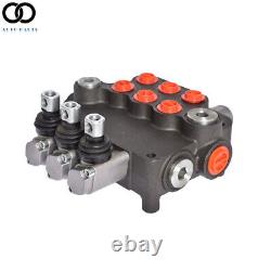 3 Spool Hydraulic Monoblock Double Acting Control Valve, SAE Ports 21 GPM