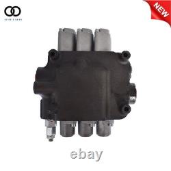 3 Spool Hydraulic Monoblock Double Acting Control Valve, SAE Ports 21 GPM