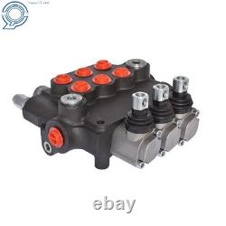 3 Spool Hydraulic Monoblock Double Acting Control Valve SAE WithConversion 21GPM