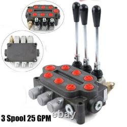 3 Spool Hydraulic Monoblock Double Acting Control Valve Tractors loaders 25 GPM