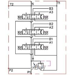 3 Spool Hydraulic Solenoid Directional Control Valve 13gpm 12VDC Monoblock 50L