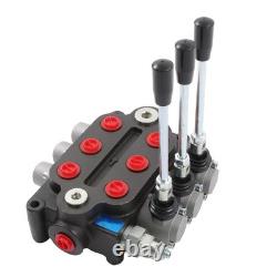 3 Spool Hydraulic Valve 25GPM 3000PSI 1/2 BSPP Ports Heavy Duty Control