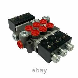 3 Spool Solenoid 12V DC Hydraulic Control Valve Double Acting 13 GPM 3600 PSI