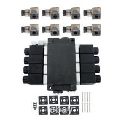 4 Spool 12V DC Solenoid Hydraulic Control Valve 13GPM 3600PSI Double Acting