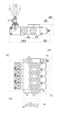 4 Spool Hydraulic Directional Control Valve 11gpm, Double Acting Cylinder 40 L