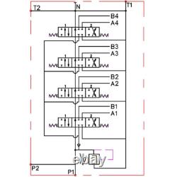 4 Spool Hydraulic Directional Control Valve JOYSTICK 11gpm 40L 4x double acting