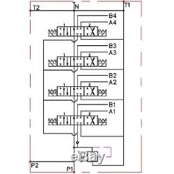 4 Spool Hydraulic Monoblock Directional Solenoid Control Valve, 13 GPM, 12V DC