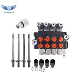 4 Spool Hydraulic Monoblock Double Acting Control Valve 11 GPM +Conversion Plug