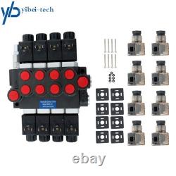 4 Spool Solenoid 12V DC Hydraulic Control Valve Double Acting 13 GPM 3600 PSI