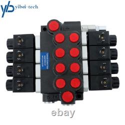 4 Spool Solenoid 12V DC Hydraulic Control Valve Double Acting 13 GPM 3600 PSI