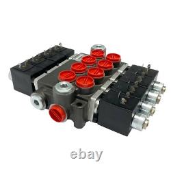 4 Spool Solenoid 12V DC Hydraulic Control Valve Double Acting 13 GPM 3600 PSI