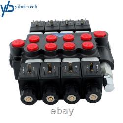 4 Spool Solenoid 12V DC Hydraulic Control Valve Double Acting 13 GPM 3600 PSI