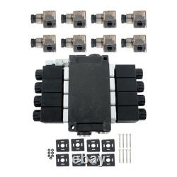 4 Spool Solenoid 12V DC Hydraulic Control Valve Double Acting 13 GPM 3600 PSI