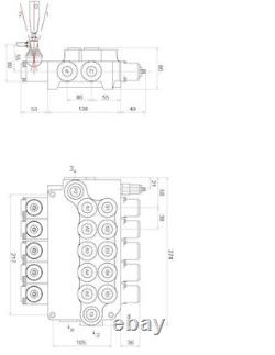 5 Bank Hydraulic Directional Control Valve 21gpm 80L Double Acting Cylinder ex