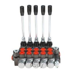 5 Spool 13 GPM 3600 PSI Hydraulic Control Valve Double Acting SAE Ports New