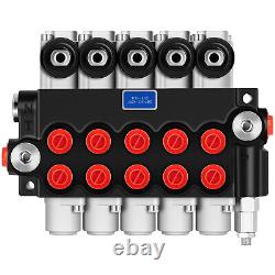 5 Spool 15 GPM Hydraulic Flow Control Valve SAE Ports Adjustable Relief Lever