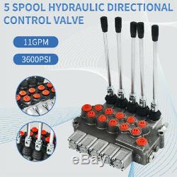5 Spool Hydraulic Directional Control Valve 11Gpm Motors Double Acting Monoblock