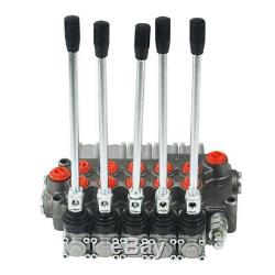 5 Spool Hydraulic Directional Control Valve 11Gpm Motors Double Acting Monoblock