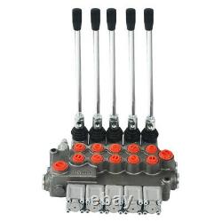 5 Spool Hydraulic Directional Control Valve 11gpm, Double Acting Cylinder 40L