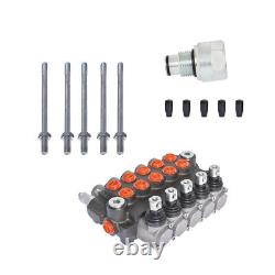 5 Spool Hydraulic Monoblock Double Acting Control Valve 11 GPM +Conversion Plug