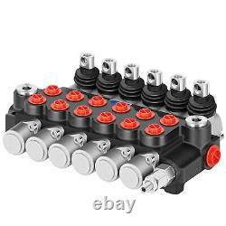 6 Spool 15 GPM Hydraulic Flow Control Valve 3600 PSI SAE Ports Adjustable Relief
