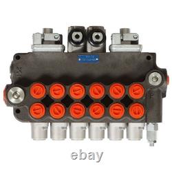 6 Spool 21 GPM, 3625 PSI Hydraulic Directional Control Valve SAE with 2 Joysticks