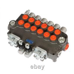 6 Spool 21 GPM 3625 PSI Hydraulic Directional Control Valve, SAE with 2 Joysticks