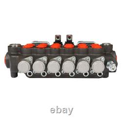 6 Spool 21 GPM 3625 PSI Hydraulic Directional Control Valve, SAE with 2 Joysticks