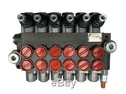 6 Spool Hydraulic Control Valve Double Acting 13 GPM 3600 PSI SAE Ports NEW